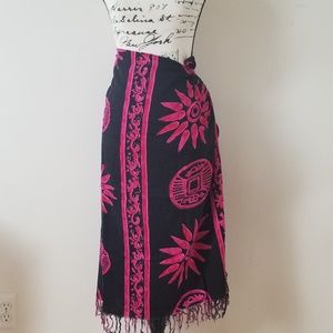 Hot Pink/black Aztec tie dye Beach Cove-up/Sarong
